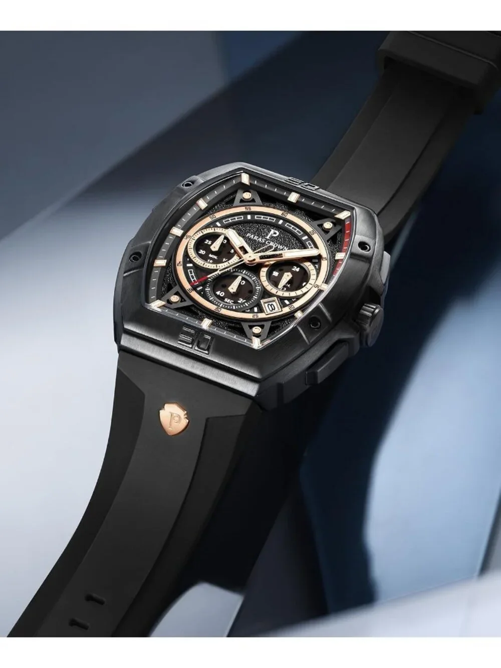 Men's Black 5ATM Waterproof Quartz Luxury Chronograph Analog Wrist Watches